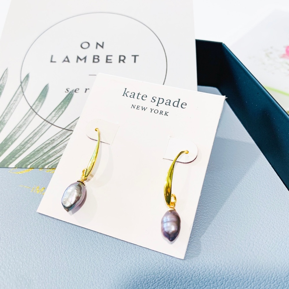 COPY - Kate Spade Gray Pearl Drop Earrings - Picture 3 of 6